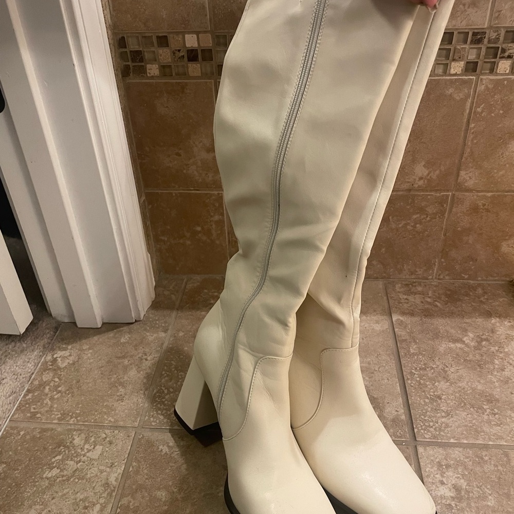 Elegant Cream Knee-High Boots